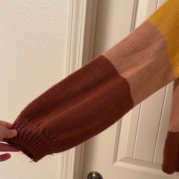 Eloquii Colorblock Sweater in Navy, Mustard, and Rust - Picture 3 of 3